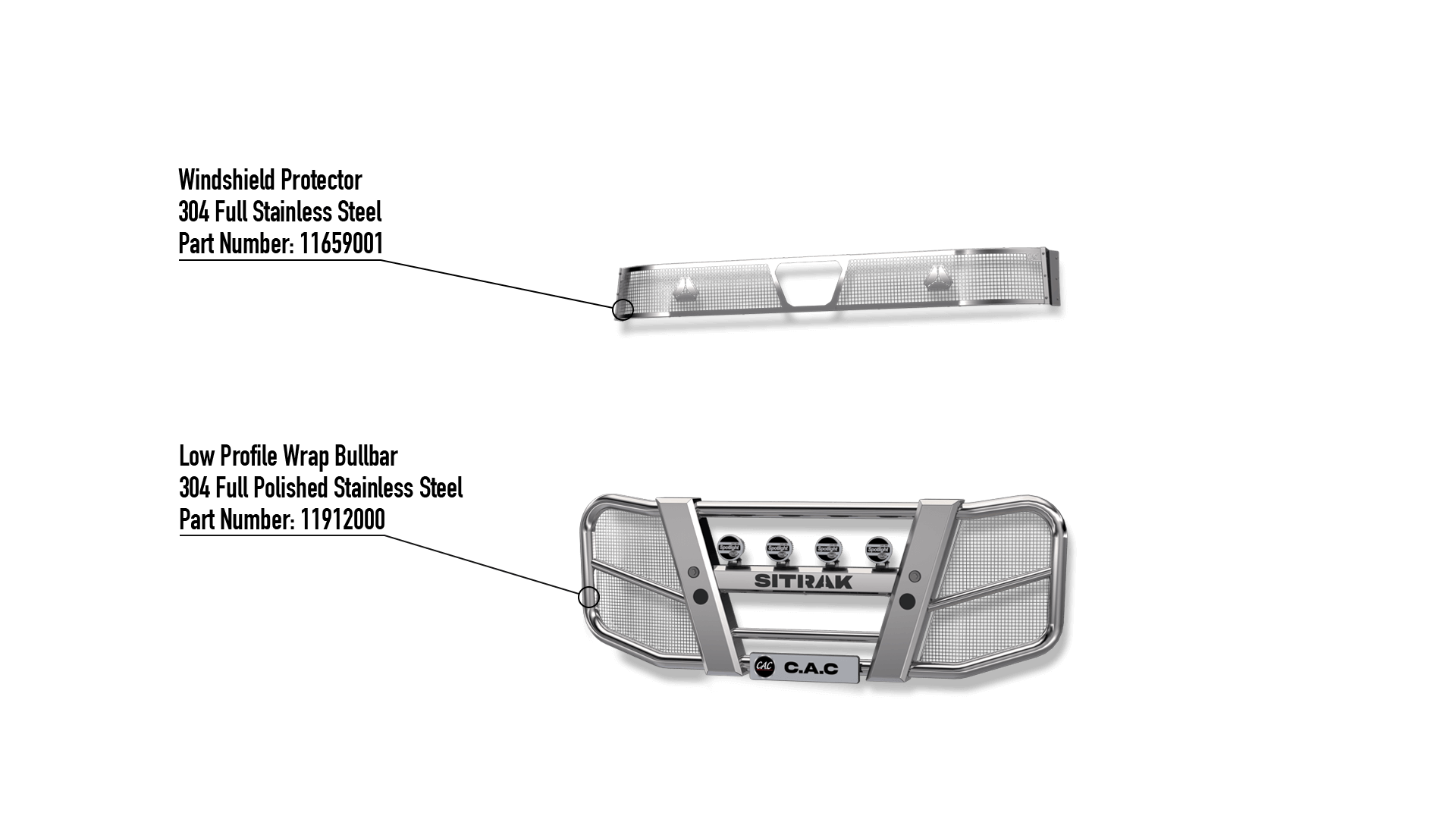 Sitrak C7H Stainless Steel Bullbar Stoneguard Windshield Protector
