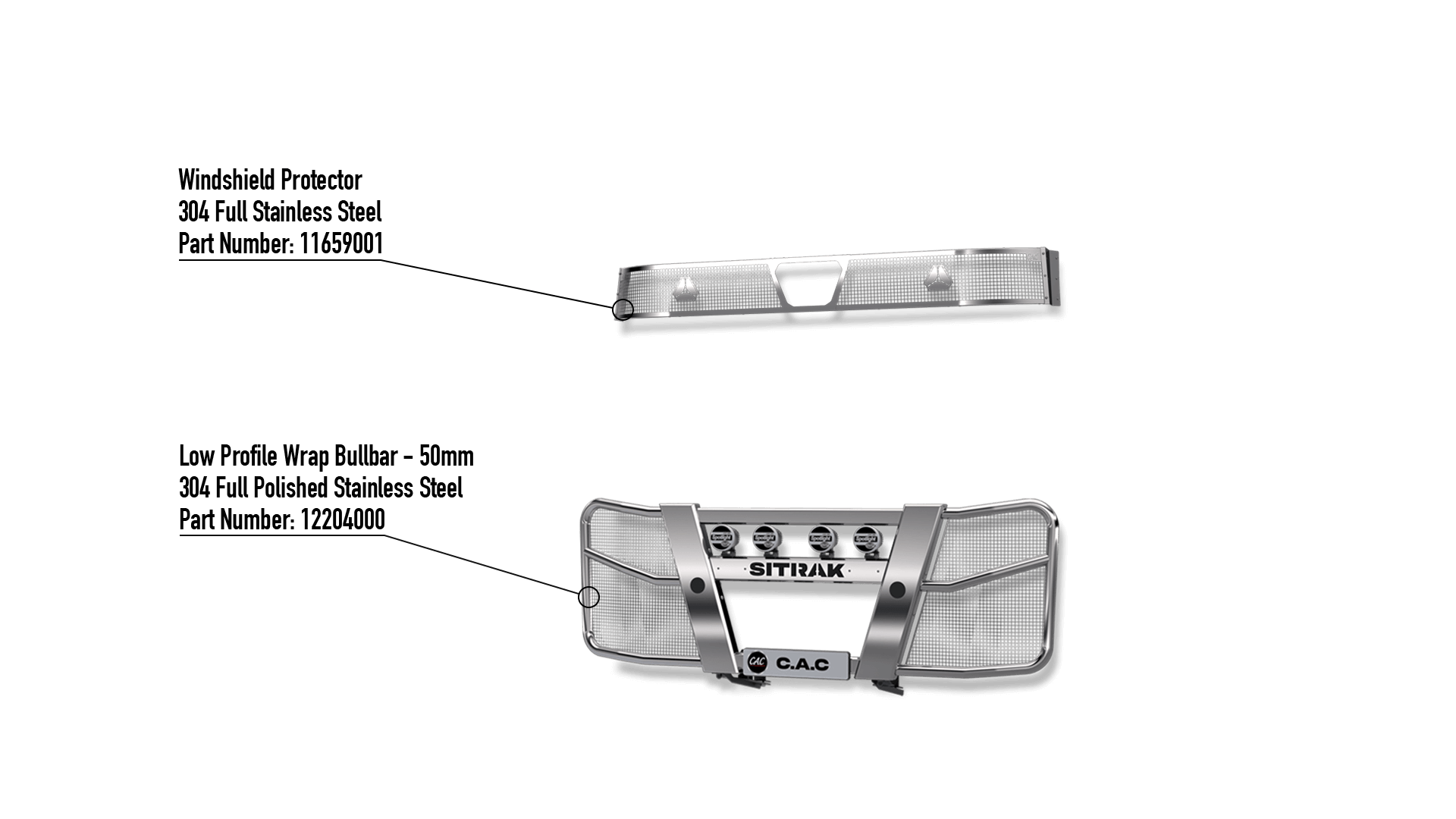 Sitrak C7H Stainless Steel Bullbar Stoneguard Windshield Protector